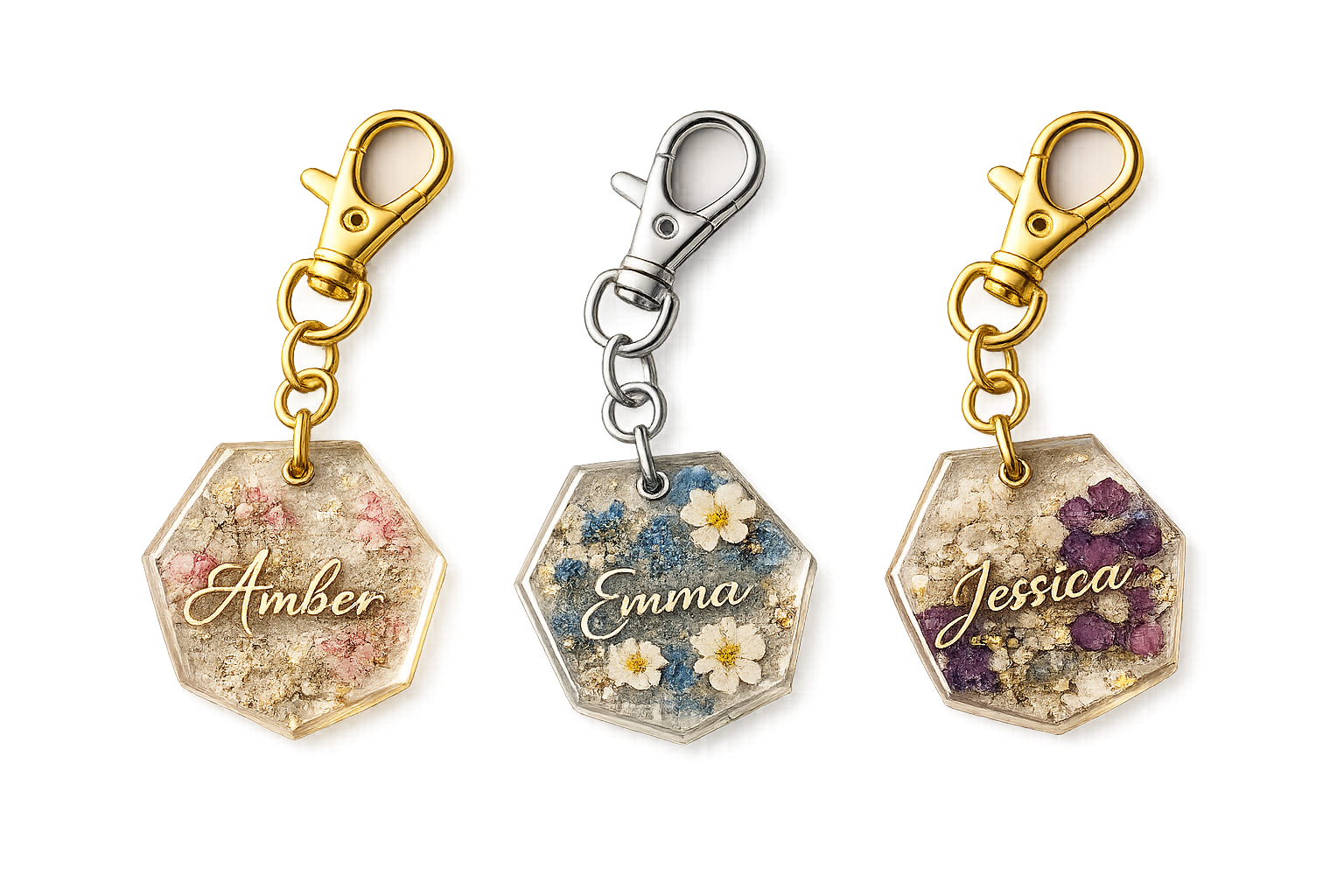 Pressed Flower Resin Keychains