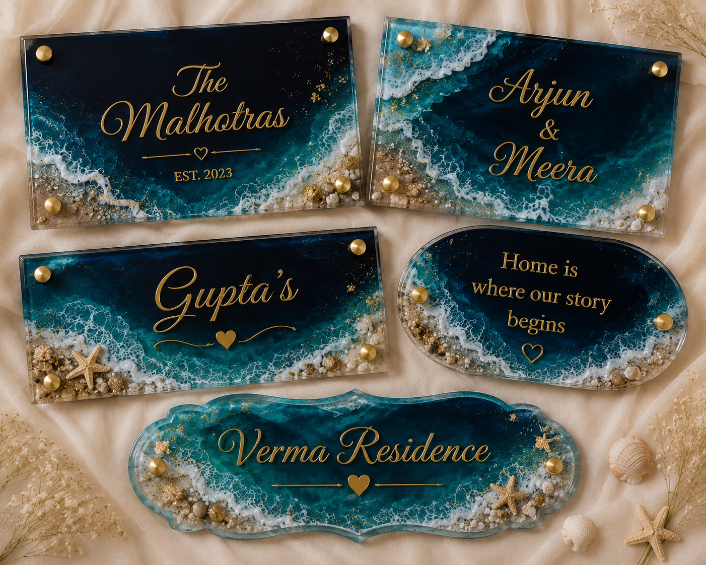 Ocean Luxe Resin Name Plaques 12